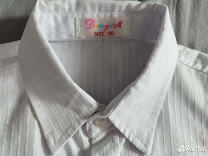 Рубашка белая для мальчика с коротким рукавом 110