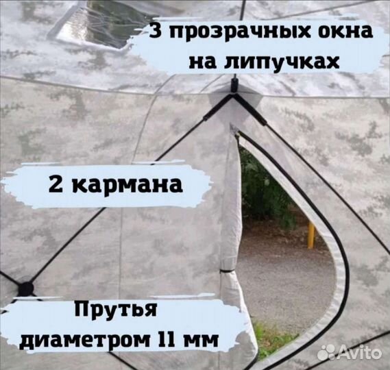 Куб палатка зимняя 3-х слойная