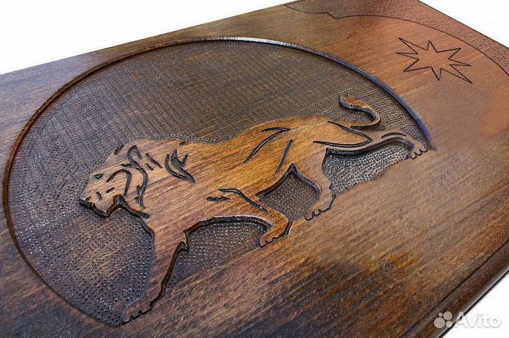 Нарды и шашки резные Дикий кот 60 х 60 см бук Армения 62737