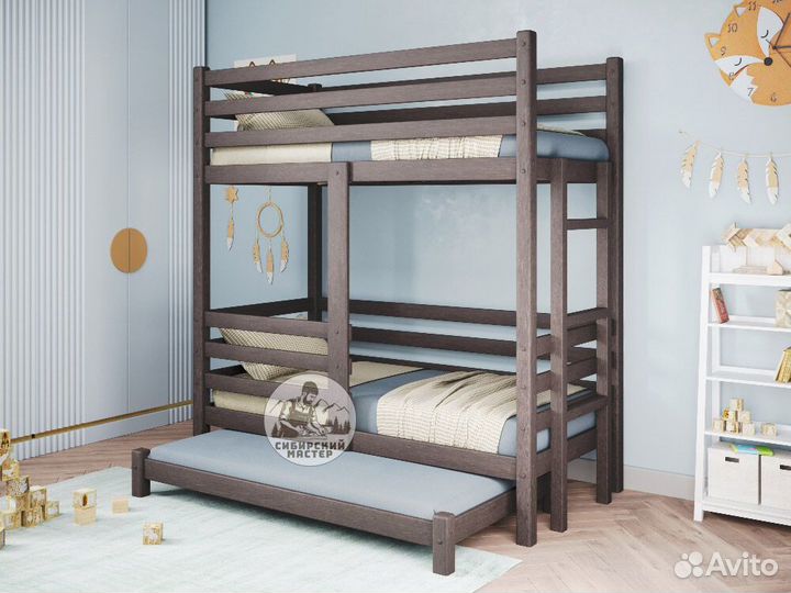 Двухъярусная детская кровать из массива