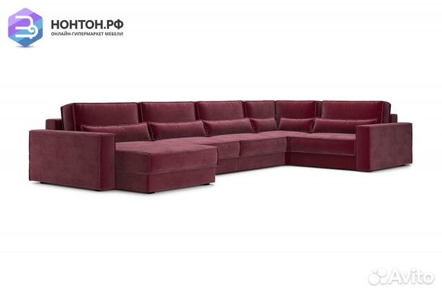 Диван п-образный тик-так Сохо бордовый