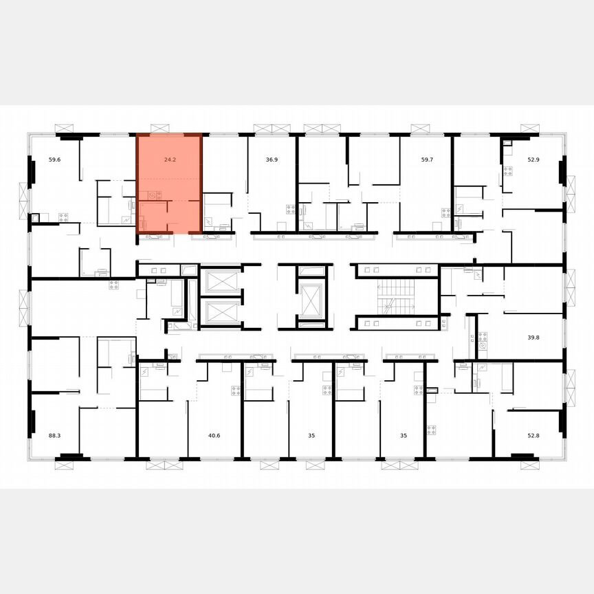 Квартира-студия, 24,2 м², 8/14 эт.