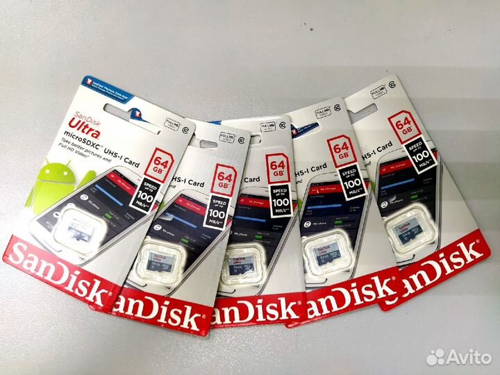 Новая Карта памяти SanDisk microSD 64Gb