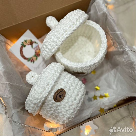 Набор вязаных корзин