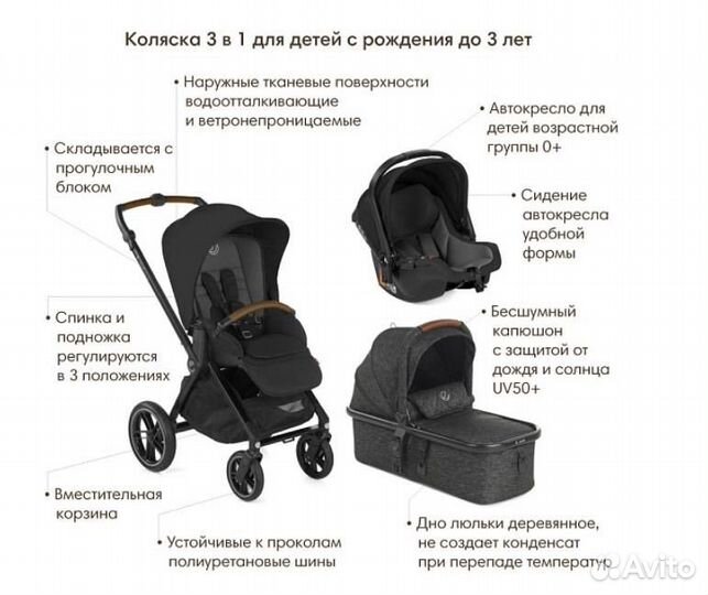 Коляска 3 в 1 jane