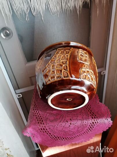 Горшок для цветов, керамический, глазурь, б/у