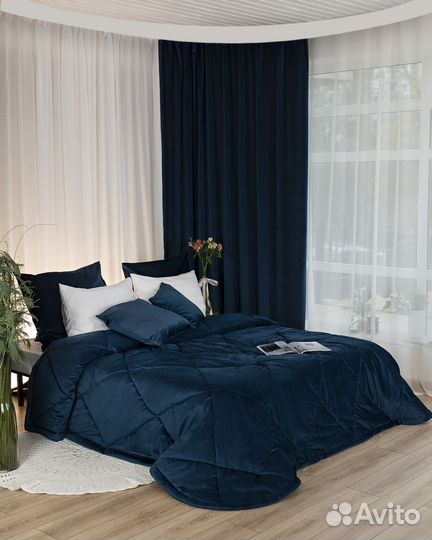 Покрывало бархат Беллиссимо синяя ночь