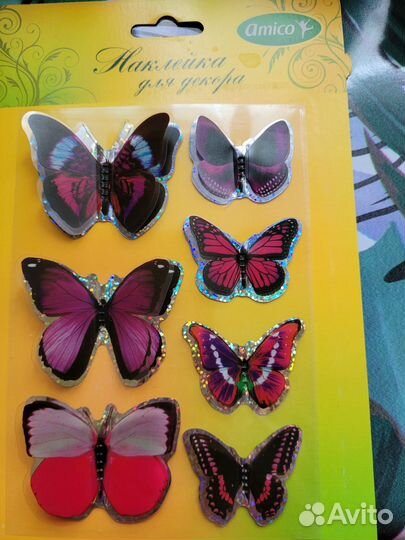 Наклейки бабочки для декора и поделок новые
