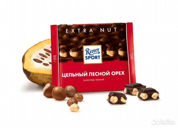 Ritter Sport Тёмный Цельный Лесной Орех 100 г