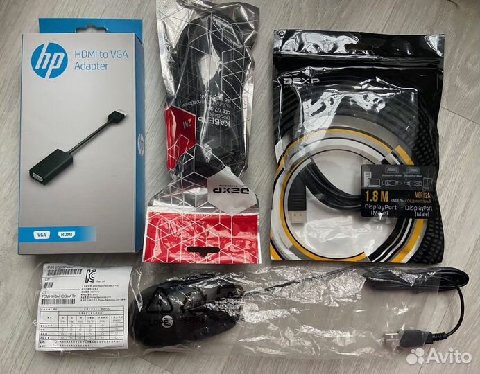 Мышка HP, адаптер hdmi- VGA, соединительные кабели