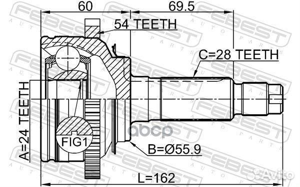 2210-carnfla54 ШРУС наружный к-кт24X55.9X28 Ki