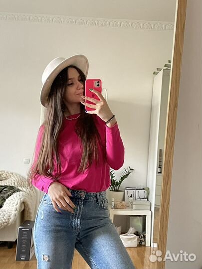 Кофта лонгслив розовая женская