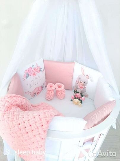 Бортики-подушки и одеяло, плед в кроватку малыша