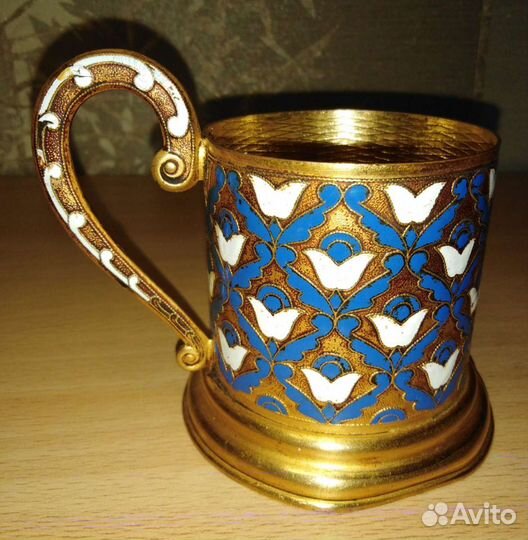 Подстаканник латунь, эмаль, СССР