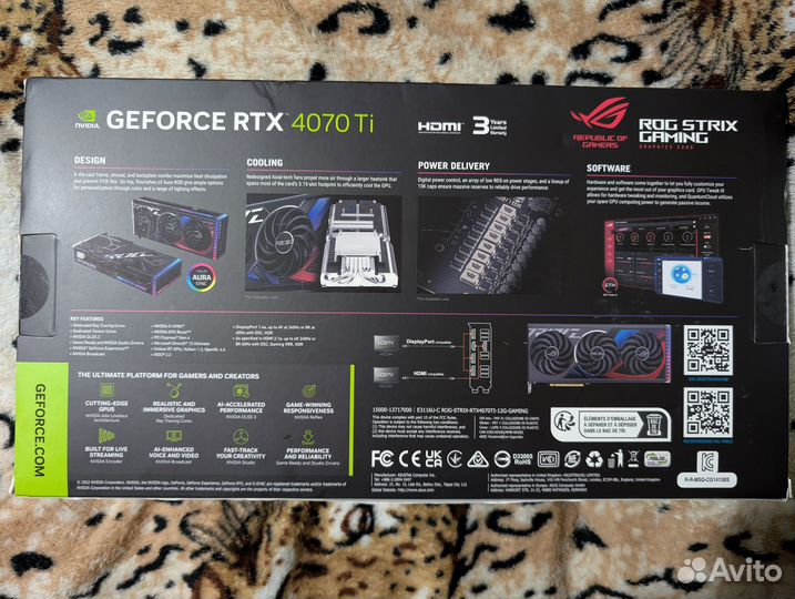 RTX 4070 Ti ROG Strix Asus 12GB gddr6X GeForce