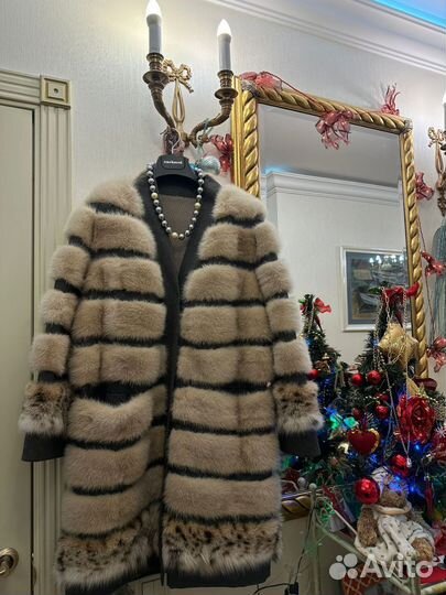 Шуба из меха норки и рыси