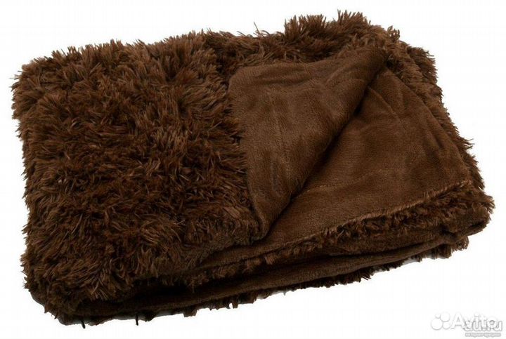 Плед пушистый травка персиковый, коричневый