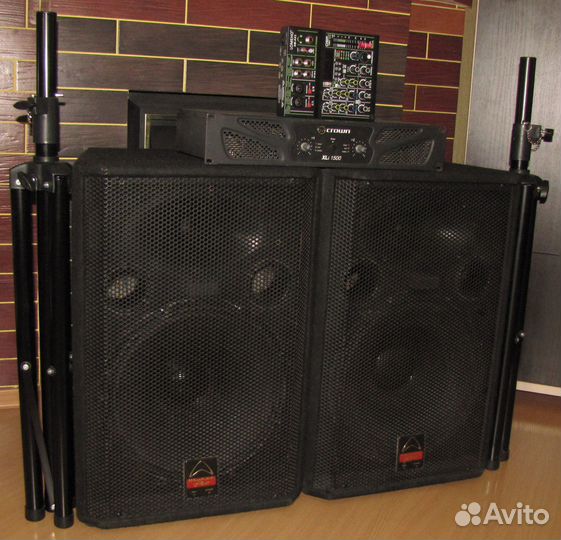 Колонки EVP-X15 1200W 2шт Усилитель Микшер Штативы