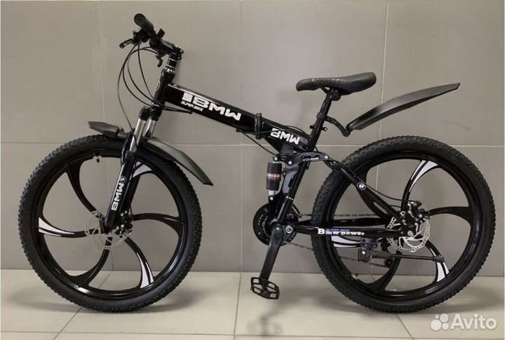 Велосипед складной на литых дисках черно-красный