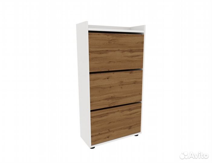 KUB-01 Обувница 3-хсекционная Белый/Дуб Вотан OB01