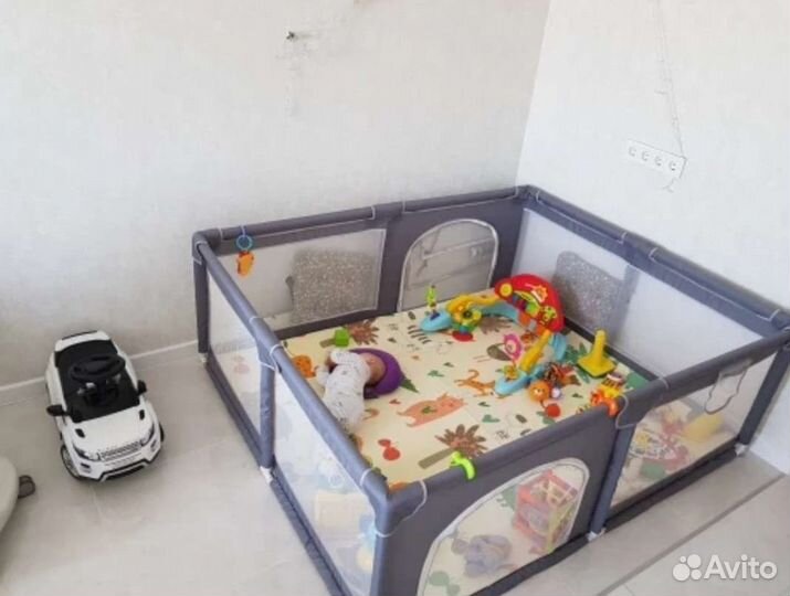 Манеж детский новый серый