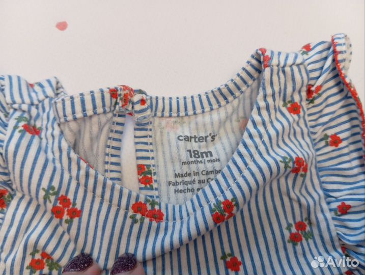 Летний комплект carters боди шорты блузка 86