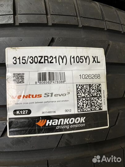 Hankook Ventus S1 Evo 3 K127 275/35 R21 и 315/30 R21 105Y