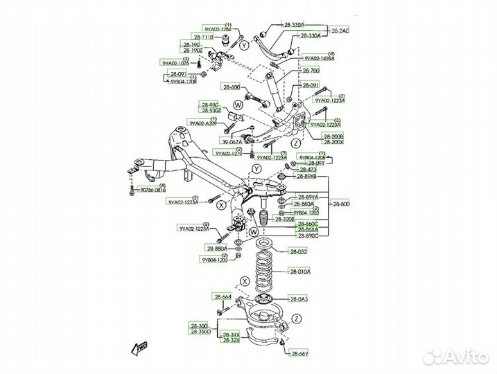 Комплект сайлентблоков зад Mazda 6 2002-2008