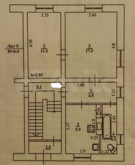 2-к. квартира, 43,5 м², 1/2 эт.