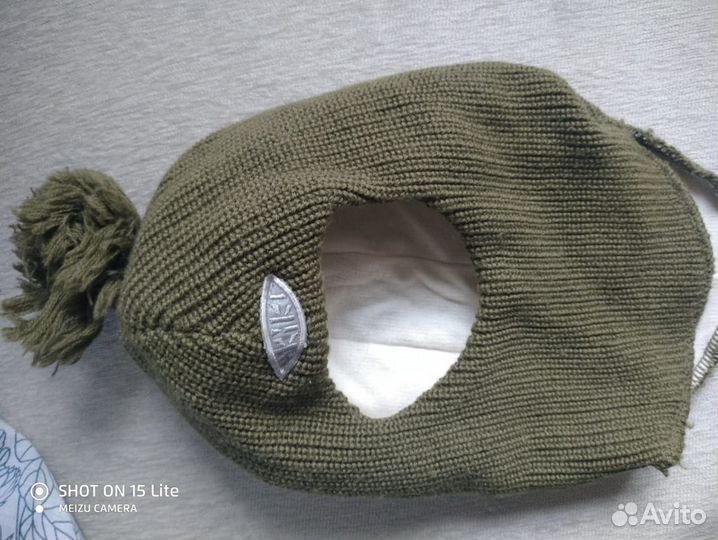 Шлем скики/вязаный шерсть/ шапка цвета хаки