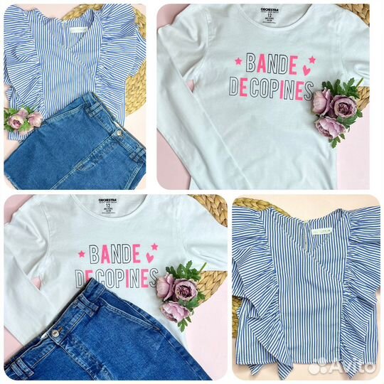 Пакет летних фирменных вещей для девочки 146-152