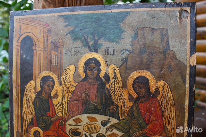 Старая Икона Троица Гостеприимство Авраама 40*35