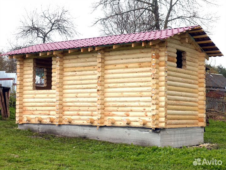 Сруб Бани из оцилиндрованного бревна