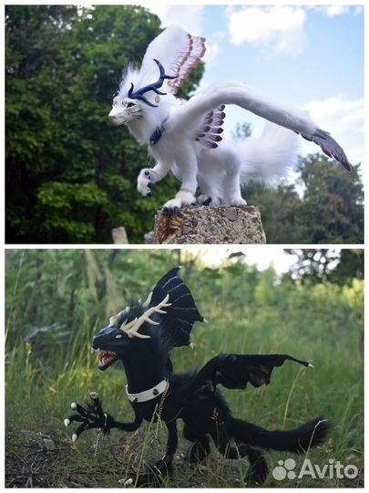 Драконы тьмы и света в смешанной технике