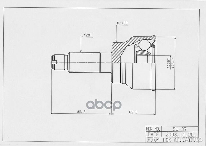 Шрус наружный к-т (29x58x28) Suzuki SX4 1.6 su