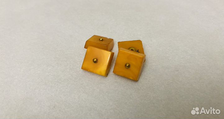 Винтажные запонки натуральный янтарь винтаж СССР