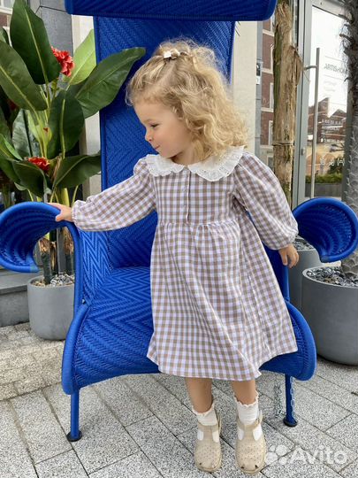 Новое платье и боди в клетку для девочки 62-122