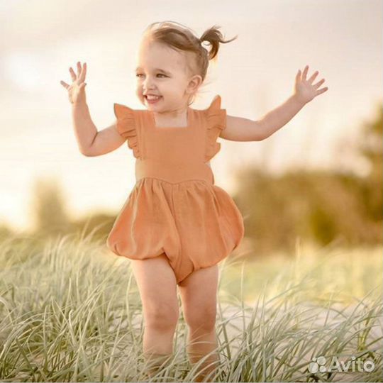 Летнее муслиновое платье-боди для девочки