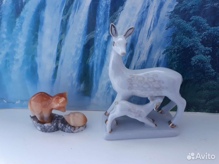 Статуэтка СССР Олень с олененком фарфор