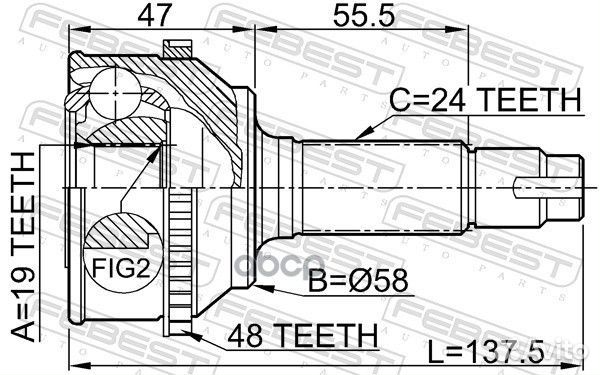 ШРУС наружный 19x58x24 0110-073A48 Febest