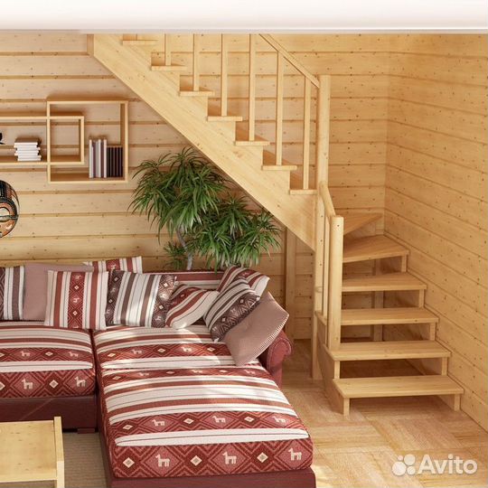 Лестница из сосны «К-001м/2», с подступенками