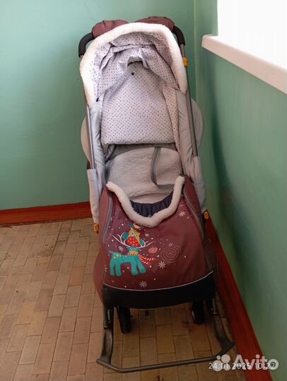 Детские санки коляска с колесами