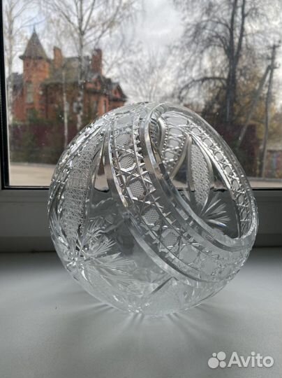 Ваза корзина конфетница хрустальная Bleikristall