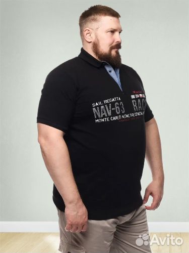 Polo для мужчин на пуговицах с (3XL-7XL)из хлопка