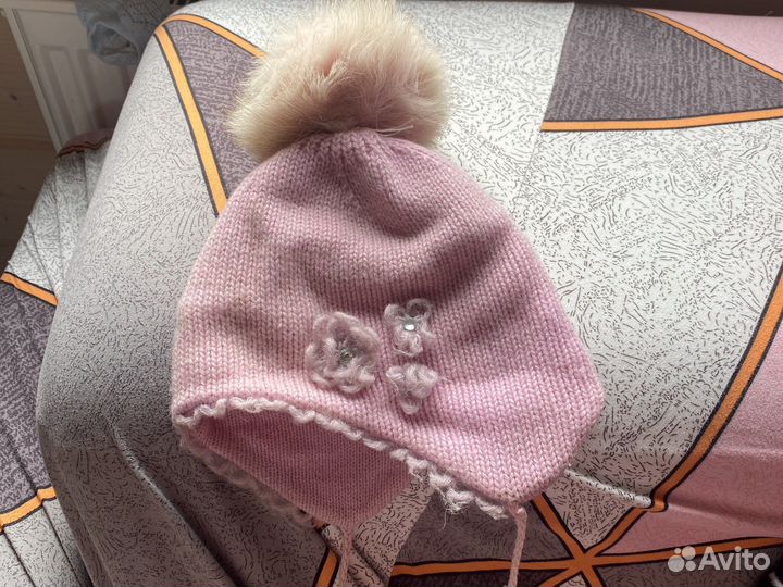 Шапочка для девочки зимняя 44 размер