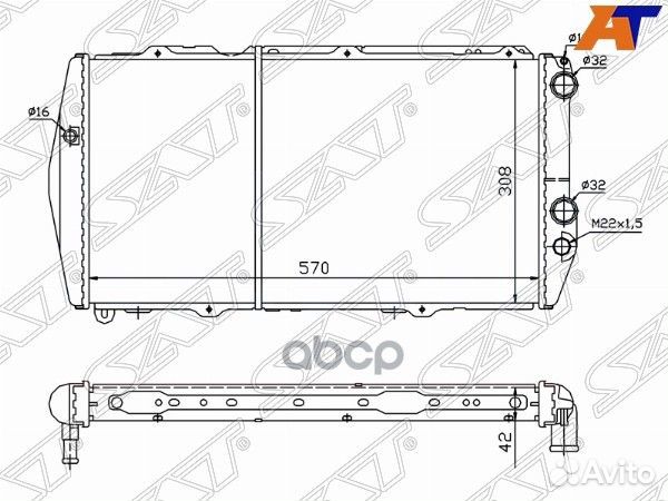 Радиатор Audi 100 C3 86-90 2.0-2.3 короткий (тр