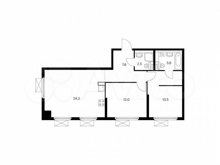 2-к. квартира, 63,4 м², 19/32 эт.