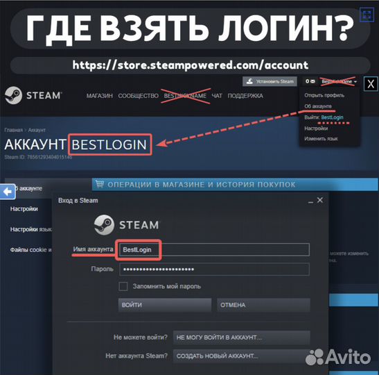 Карта пополнение Steam Россия Рубли