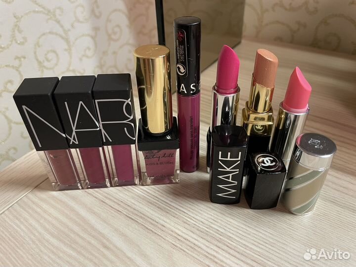 Помады, блески Nars, YSL, Lancôme, Chanel