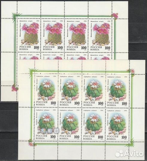 Марки 1994 год, Кактусы, 2 малых листа